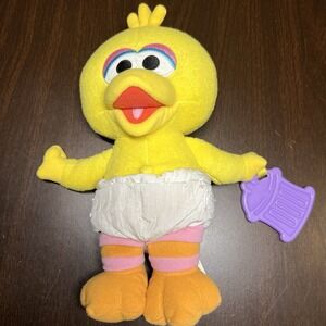 Vtg Sesame Street Big‎ Bird Plush Diaper Toy Teether Fisher-Price '07 Clean HTF